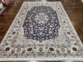 Marvelous Oriental Rug 7x10 Handmade Wool Oriental Carpet Navy Blue Ivory Floral - £5,742.06 GBP
