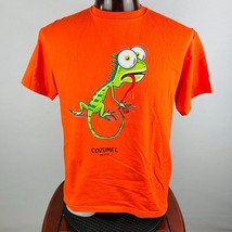 More Blue Cozumel Mens Unisex Large L Orange T-Shirt Big Eyed Gecko Lizard - £12.08 GBP