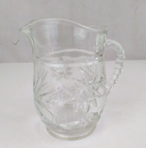 Vintage Anchor Hocking Star of David Clear Heavy Glass 5.25&quot; Creamer Pitcher - £9.12 GBP