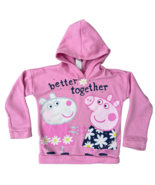 Girls sz 6/6X Peppa Pig Better Together Pink Pullover Hoodie Top - $276.30 MXN