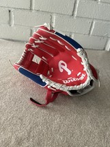 WILSON MLB Philadelphia Phillies Red Blue Left Hand Kids 10&quot; Baseball Glove - $53.89