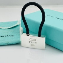 Tiffany &amp; Co 1837 Padlock Black Rubber Key Ring Chain in Sterling Silver - $349.00