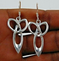 925 Sterling Silver Plain silver Handmade Dangle Earrings Women Gift ES-1126 - £30.40 GBP