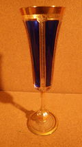 RARE ANTIQUE MOSER COBALT CABOCHON PANEL GILT CHAMPAGNE GLASS C1910 - $250.00