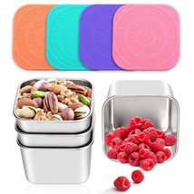 4Pack For Kids, Leak-Proof Metal Food Storage Containers Easy Open Stackable Min - £27.25 GBP