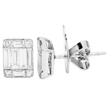 Authenticity Guarantee 
Rectangle Cluster Baguette Diamond Stud Earrings 14K ... - £3,673.04 GBP
