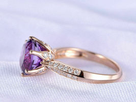 2.50Ct Round Cut Amethyst Diamond Solitaire Engagement Ring 14K Rose Gold Finish - £68.90 GBP