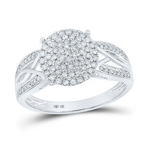 Authenticity Guarantee 
10kt White Gold Womens Round Diamond Circle Cluster R... - £435.88 GBP