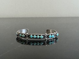 Vintage Navajo Sterling Silver and Turquoise Stones Cuff Bracelet Marked EEW - $119.00