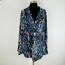 Worthington Woman Colorful Multicolor Criss Cross V-Neck Long Sleeve 2X Blouse - $16.06