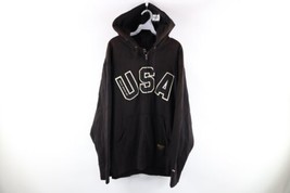 NOS Vtg 90s Ralph Lauren Mens 2XL Spell Out USA Full Zip Hoodie Sweatshirt Black - $98.95