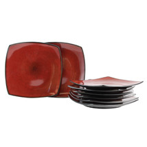 Gibson Elite Soho Lounge 7.5&quot; Soft Square Dessert Plates in Red, Set of 8 - £52.66 GBP