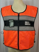 Harley Davidson Men Hi-Vis Safety Vest Reflective Orange Black Moto Biker XL-3XL - £31.64 GBP