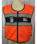 HARLEY DAVIDSON Men Hi-Vis Safety Vest Reflective Orange Black Moto Bike... - £31.57 GBP