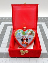 Pier 1 Li Bien Heart Shaped Glass 2012 Christmas Ornament Skating Penguins - £15.71 GBP