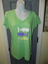 Soft as a Grape Green Martha&#39;s Vineyard Short Sleeve V-Neck T-Shirt Size L EUC - £17.25 GBP