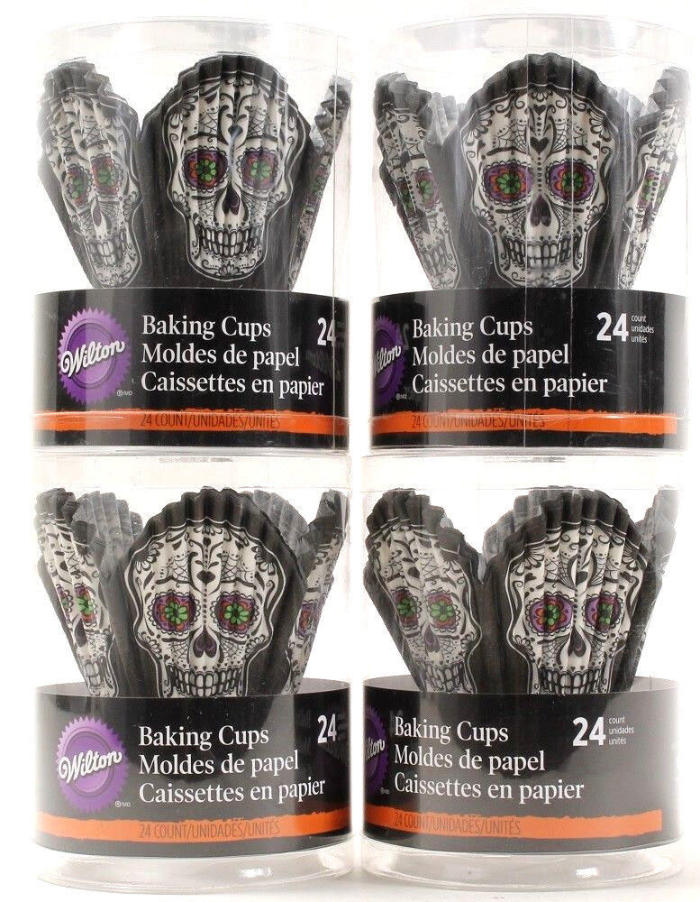 Primary image for Wilton Cupcake Calavera Sugar Skull Halloween Decoration Party Accessories 96 ct