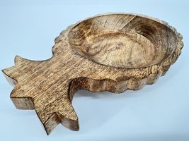 Wood Pineapple Bowl Carved Serving Dish Tropical Decor Fruit Catchall - $24.74