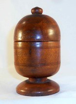 Antique Turned Walnut Wood Domed Lidded Primitive Form Saffron Box or Cup - $97.00