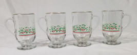 4 Vintage Arby&#39;s Libby Christmas Glasses Irish Coffee Mug Gold Rimmed Fo... - £16.59 GBP