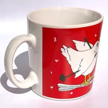 TAYLOR &amp; NG Joyous Noel Christmas Xmas Skiing Bird Coffee Cup Ceramic Mug Japan - £12.18 GBP