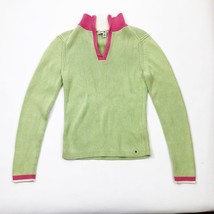 Women’s Tommy Hilfiger Quarter Zip Sweater Size S/P Green Pink &amp; Ivory - $277.41 MXN