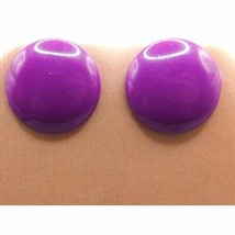 Vtg Retro Small Purple Earrings Acrylic Round Shaped Studs Women Fashion Retro - £7.82 GBP