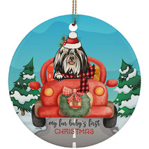 Shih Tzu Dog Ornament Gift Decor Fur Baby&#39;s First Christmas Cute Puppy Lover - £13.36 GBP