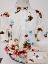 L- Indigo Palms White Multicolor Floral Shirt Tropical Flower Graphic Vintage - £39.38 GBP