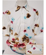L- Indigo Palms WHITE MULTICOLOR Floral Shirt Tropical Flower Graphic VI... - £38.72 GBP