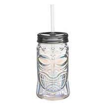 Tiki Shapped Sipper Lidded Tumbler w/ Straw Iridescent Rainbow 16.5 oz G... - $22.77