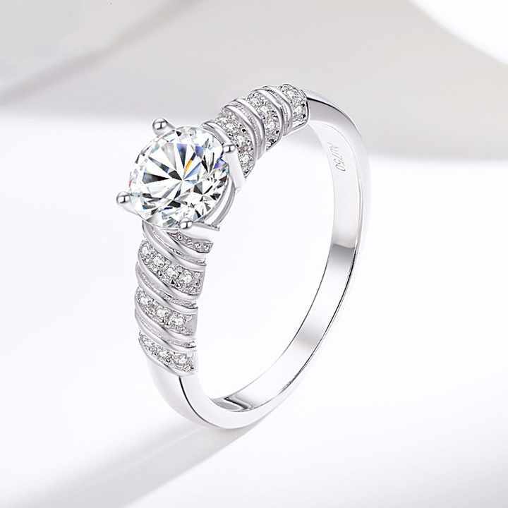 Round Diamond Ring 925 Silver Ring 925 Silver Moissanite Engagement Ring Item image 5