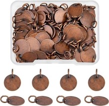 Metal Stamping Blanks Copper 12mm Blank Charms w/ Jump Ring Tags Bulk 100pcs - £17.51 GBP