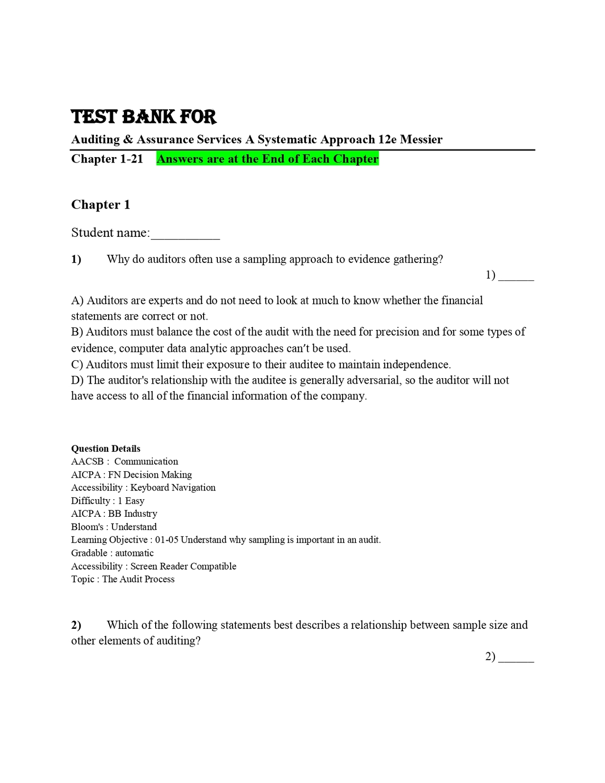 Test Bank for Auditing &amp; Assurance Services, 8th Edition.docx - $17.99