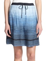 NWT VINCE XL skirt Ombre SILK in French Blue $275 striped mini pleated lined - £72.48 GBP