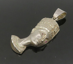 925 Sterling Silver - Vintage Shiny Egyptian Queen Nefertiti Pendant - PT17609 - £84.46 GBP