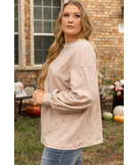 Parchment Plus Size Textured Drop Shoulder Crew Neck Sweatshirt - $335.10 MXN