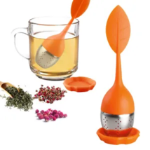 Tea Infuser for Loose Tea Strainer Herbs Spices Silicone Stainless Filter w/Tray - $7.77