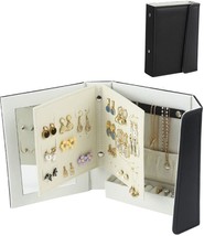 Travel Jewelry Organizer,Small Jewelry Boxes for Women,Leather Jewelry CaseBlack - £12.09 GBP