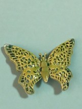 Vintage W. Germany Marked Lime Green Enamel Faux Lacey BUTTERFLY Pin Brooch – - £13.34 GBP