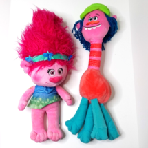 Dreamworks Trolls Cooper &amp; Poppy Dolls Plushie Blue Pink Troll 23&quot; 2015 B8604 - $22.40