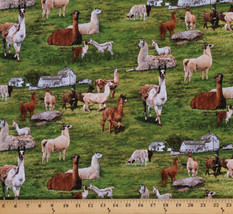 Cotton Farm Animals Realistic Llamas Cotton Fabric Print by the Yard D487.28 - £8.61 GBP