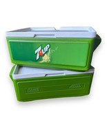 Coleman Party Stacker Lime Green 7UP Insulated Cooler Model 6225 Very Clean - £108.98 GBP