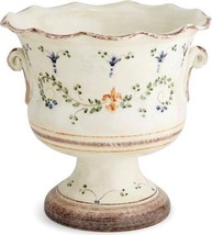 Cachepot Planter Vase MEDICI Fleur-De-Lis Footed Cream Ceramic Hand-Painted - £416.84 GBP
