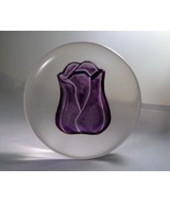 Paperweight Purple Tulip Round Disk 3" Dia x 7/8 Tall Vintage Very Unique! - $16.95