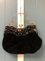 Prezzo Womens Chunky Stones Evening Bag Black Rhinestones Velvety *craft - $8.70