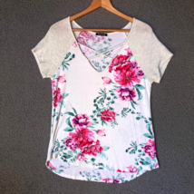 Pink Clover Blouse Womens Medium Floral Fairy Strappy V Neck Cap Sleeve Soft Top - £10.95 GBP