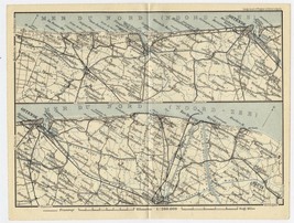 1905 Antique Map Of Belgian Seashore / Ostend Ostende Nieuwpoort Bruges Belgium - £13.44 GBP