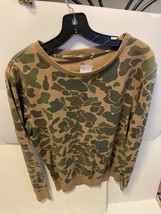 MEN&#39;S guys ON THE BYAS DUCK CAMO RAGLAN CREW FLEECE SWEATSHIRT TAN NEW $45 - $34.99
