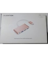 LENTION 4-in-1 USB-C Hub with Type C - Pink - £4.62 GBP